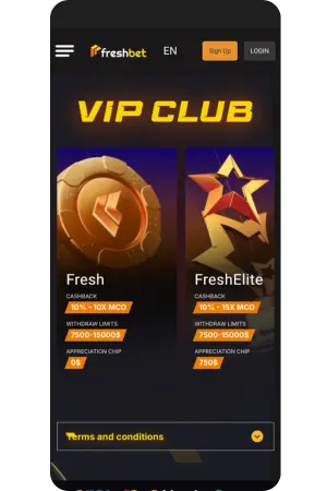 Freshbet download VIP club exclusive rewards interface